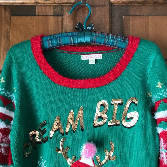 It's Our Time Green and Red Reindeer Sweater - Picture 2 of 10